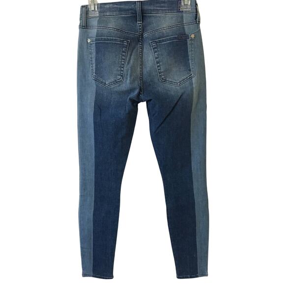 7 For All Mankind The Ankle Skinny Jeans Size 25 (1) Two-Tone Blue Studded - Picture 2 of 5